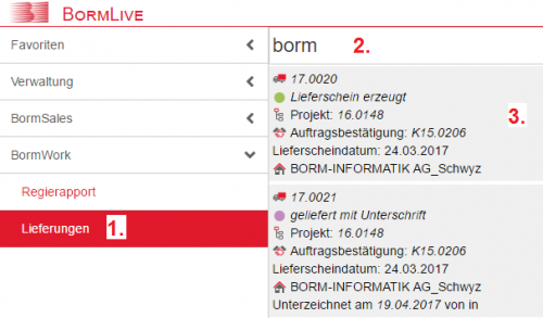 BormWork-Lieferung