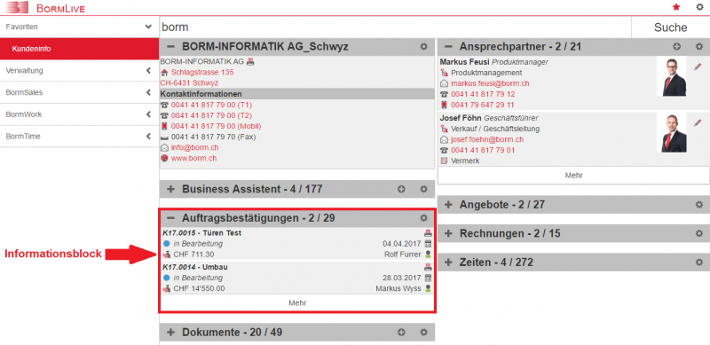 BormSales-Kundeninfo